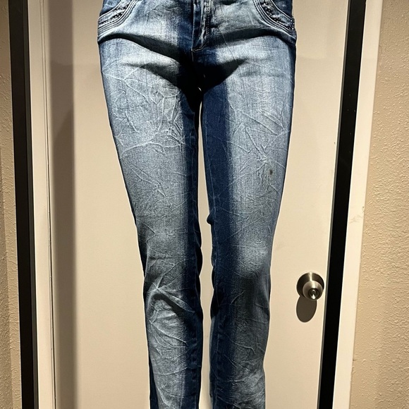 Blue Skinny Jeans with Natural Fading - Picture 1 of 13